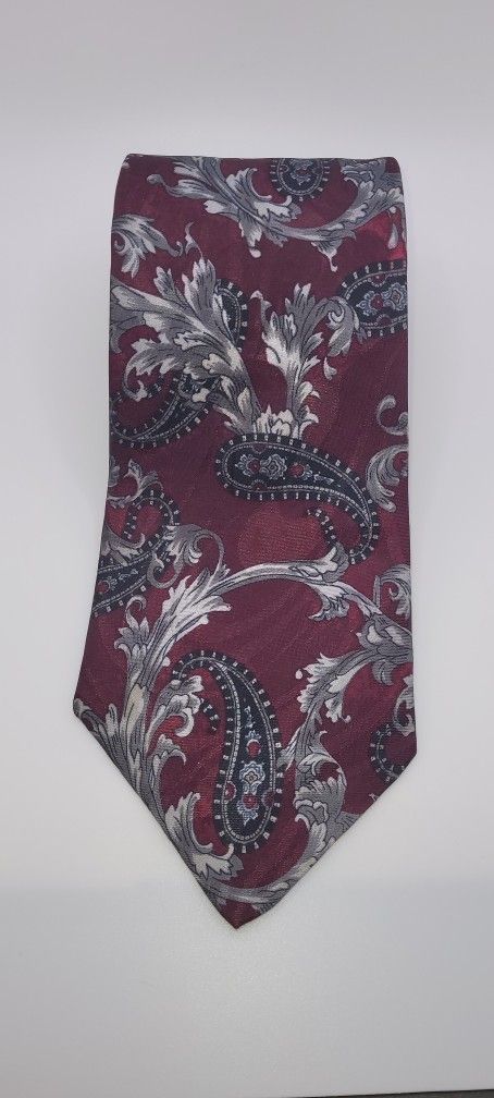 56x3.5 Corner Stone Necktie Red Black Grey White Paisley Gothic Necktie