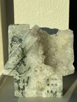 Carved Moss Agate Cabin