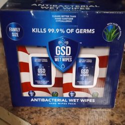 GSD-.  ANTIBACTERIAL WET WIPES  4 Packs Of 80 Wipes In Box!