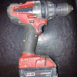 Milwaukee Hammer Drill With M18 Red lithium Battery  Works Great No Issue $70