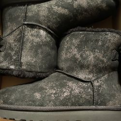 Ugg Boots Low Bow Black Glimmer Women 10