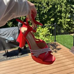 Woman’s Brand New Red Bling High Heels 