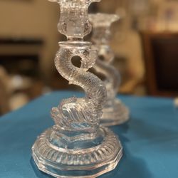 Candle holders/ Dragon, Crystal or Crystal like, Very old