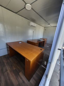 Medium heavy hard wood office desks and drawer