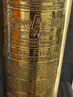 Vintage Brass Fire Extinguisher 7" X 23"