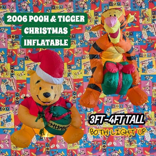 Winnie The Pooh & Tigger Vintage Christmas Decor Inflatable Air Blown