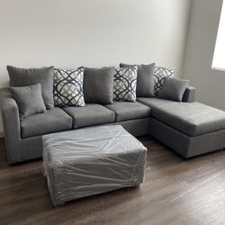 Grey Sectional With Ottoman ‼️take It Home With $39 Easy Approval ‼️