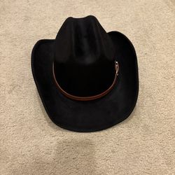 Black Cowboy Hat with Brown Leather Band