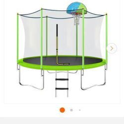 Flynama 10 ft. Round Outdoor Recreational Trampoline for Kids in Green