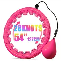 Adjustable Weighted Hula Infinity Fitness Hoop - 28 Detachable Knots 54""