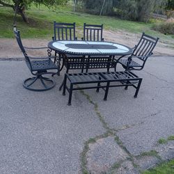 Patio Furniture Table and 4 Chairs & Bench