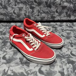 Vans Ward Off The Wall Sidewall Low Sneaker Shoes Mens Red / White 500714 SZ 9  The Vans Ward Off The Wall Sidewall Low Sneaker Shoes in red and white