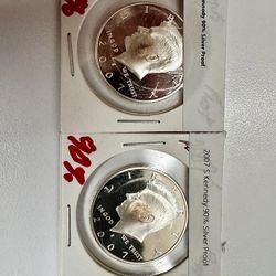2 - 2007 S Kennedy Half Dollar 90% Proof Silver