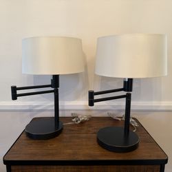 Ralph Lauren Swinging Arm Lamps Black & Bronze - Matching Pair 