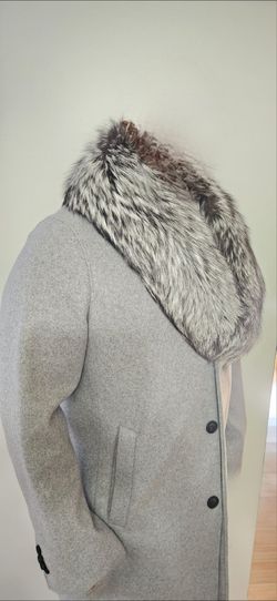 Men's Overcoat Fox Fur Trim
