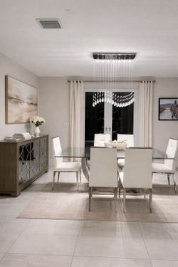 Glass Dining Room Set. 6 Person Dining Room Table.