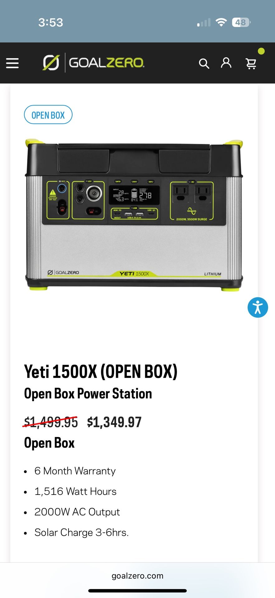 Pick up- Goal Zero Yeti 1500