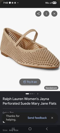 Ralph Lauren Jayna Perforated Suede Mary Jane Flats