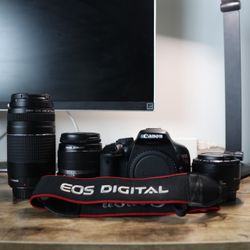 Canon Rebel T2i With 3 Lenses