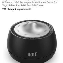 Portable Electronic Tibetan Singing Bowl, 8 Healing Frequencies (396-963Hz), Auto/Manual Mode, Vibration & Timer - USB-C Rechargeable Meditation Devic