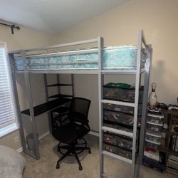 Twin Loft Bed With Desk And Mattress