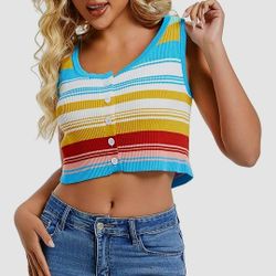 AspIresolar Sleeveless Button Cropped Tank Top