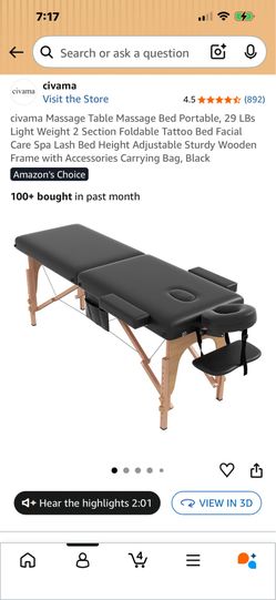 Portable Massage Table & Lash Bed ($100 OBO)
