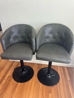 Grey leather bar stool