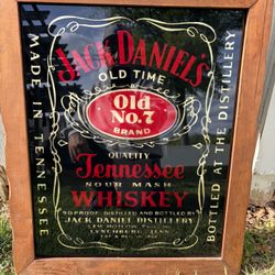 Jack Daniel's Tennessee Sour Mash Whiskey Advertising Glass Bar Hanger 19x23