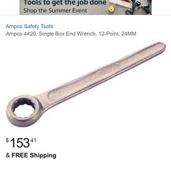 Ampco 4420, Single Box End Wrench, 12-Point, 24MM