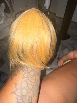 Highlight blonde and orange human wig