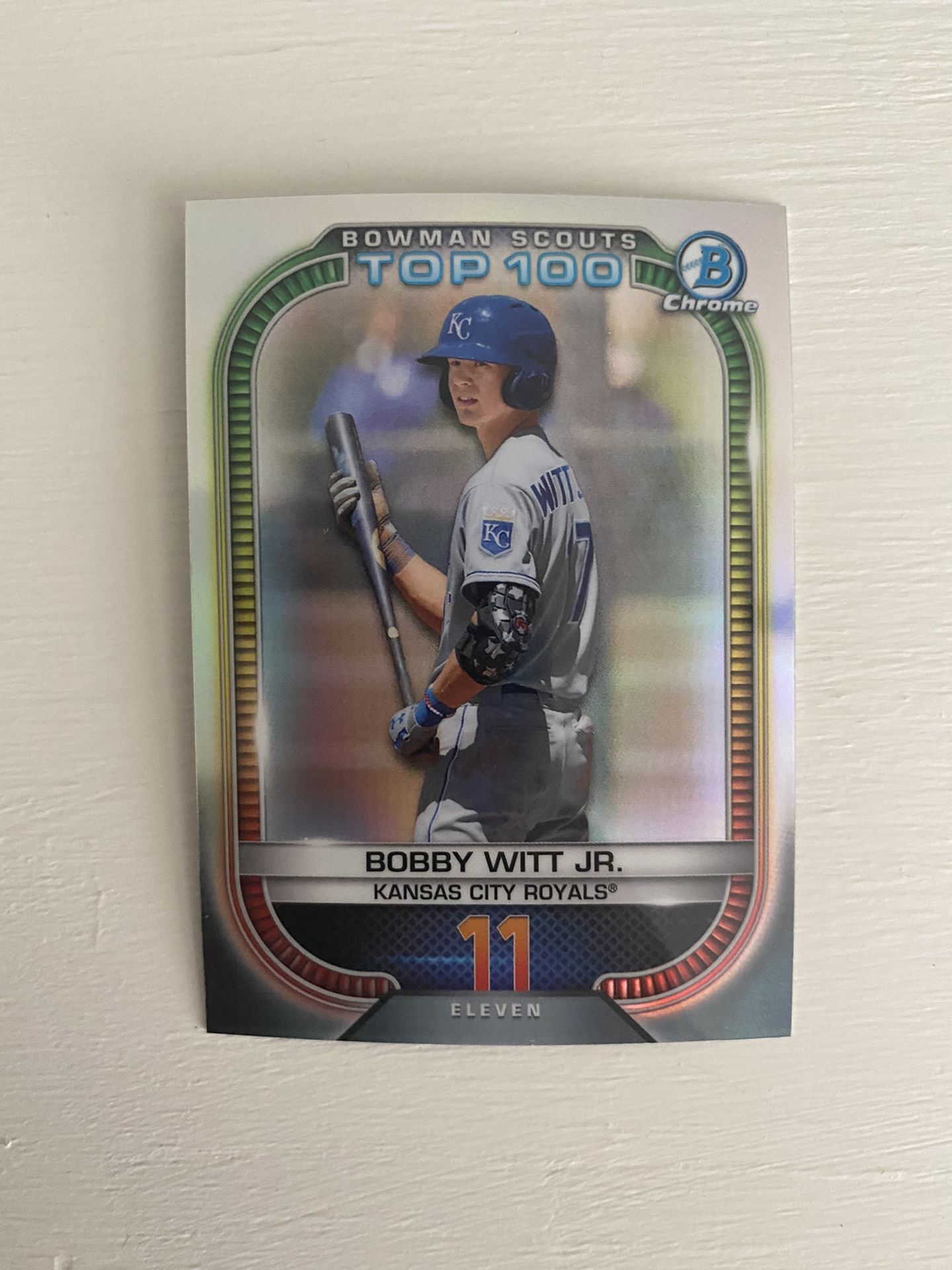2021 Bowman Chrome Bobby Witt Jr. Scouts Top 100 #BTP-11 Kansas City Royals RC Baseball Card