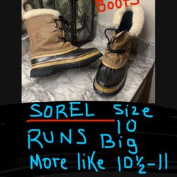 SOREL BRAND MENS BOOTS RUNS LIKE SIZE 10 1/2 - SIZE 11 VERY GOOD CONDITION 65$ pick up Downtown, LA Little Tokyo area