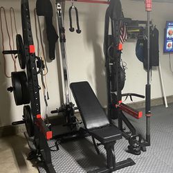 FINAL PRICE REDUCTION: Half Cage With Lat Pull Bar And Dumbbell Set