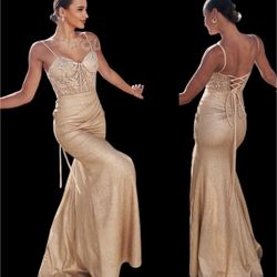 New With Tags Corset Bodice Sparkly Long Formal Dress & Prom Dress $139