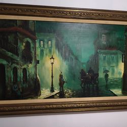 ANTIQUE - MID CENTURY SIGNED VITTORINI OIL PAINTING 56"×32"