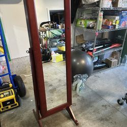 Wooden Mirror Jewelry Case 