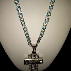 Brass  Chain With Cz Diamonds And Last Supper Charm Charm