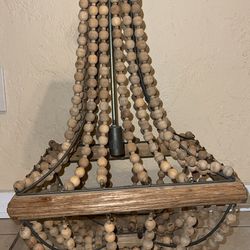 Rustic Wooden Bead Chandelier