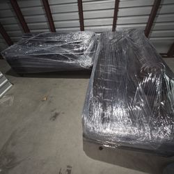 2-Piece Sectional Couch Sofa — Brown FAUX Leather