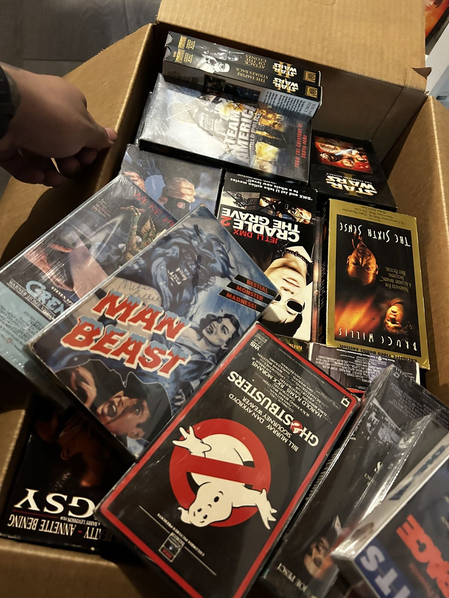 Big VHS Lot With DVD+VHS Combo Player Controller Included
