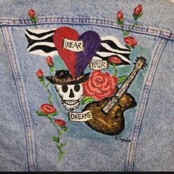 Jean Jacket With Ed HARDY STYLE. Painted By Hand