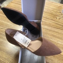 Cognac Colored Flat Dress Shoes 7 1/2