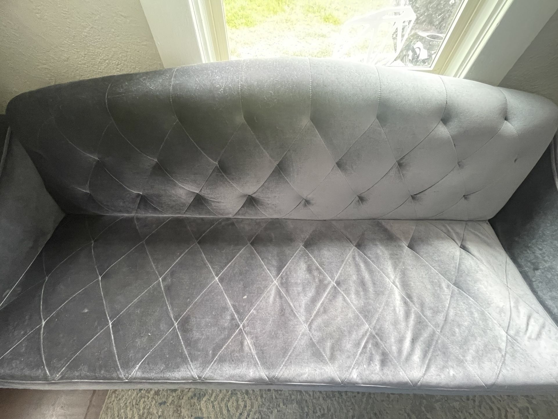 Blue Grey velvet couch