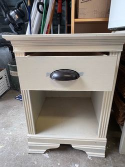 Cream Farmhouse Nightstand / End Table