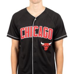 Ultra Game NBA Men's Mesh Button Down Baseball T-Shirt Jersey Chicago Bulls 