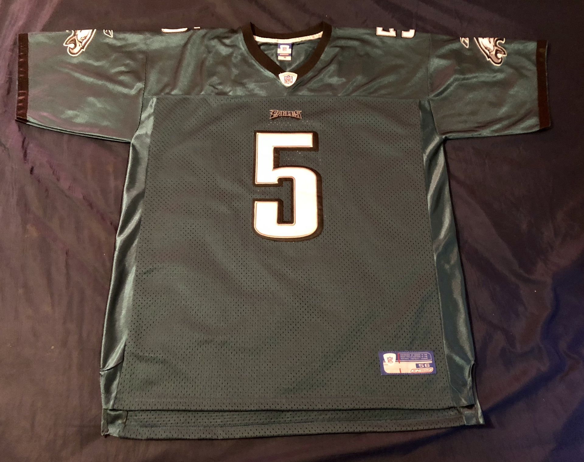 Vintage Reebok Philadelphia Eagles #5 Donovan McNabb NFL Football Jersey Size 56