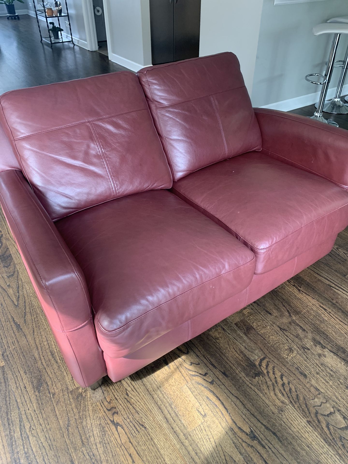Burgundy/Red Wine Leather Couch (Sofa / Loveseat)