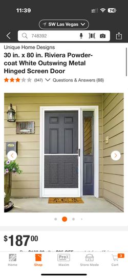 Unique Home Designs 30 in. x 80 in. Riviera Powder-coat White Outswing Metal Hinged Screen Door