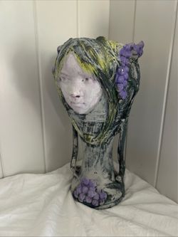 Vintage ALVA sculpture Lady of Grapes Goddess Head planter Garden Statue Bust